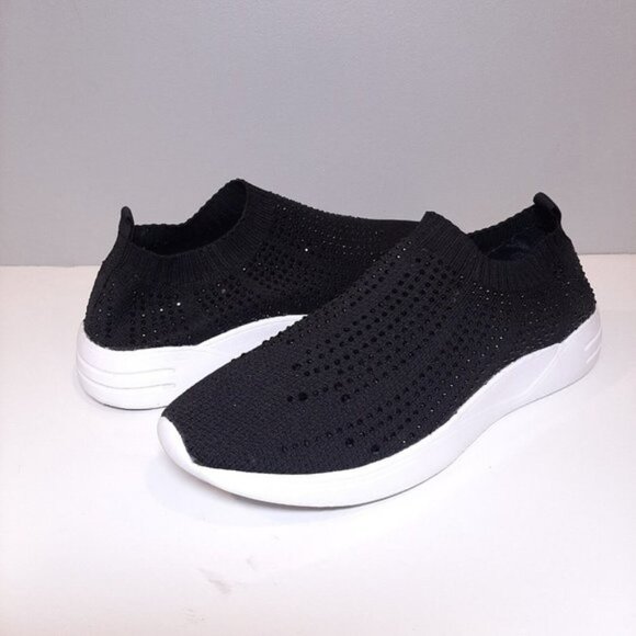 ALIA Womens Size 8 Black Glitter Shoes Sparkle Studded Casual Slip On Sneakers - Picture 14 of 14